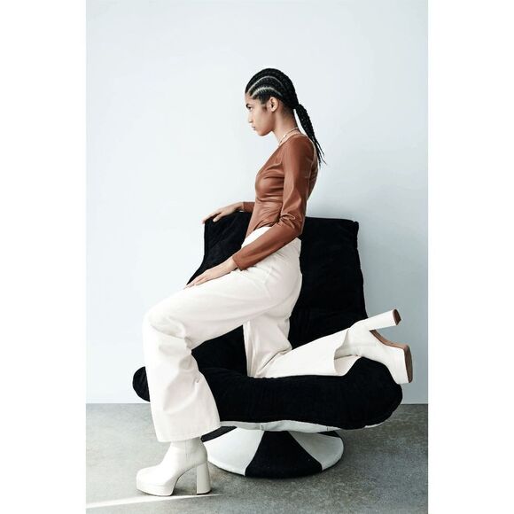 ZARA NWT SIZE MEDIUM FAUX LEATHER BODYSUIT BROWN, WINTER 2022 FAV! - Picture 5 of 8